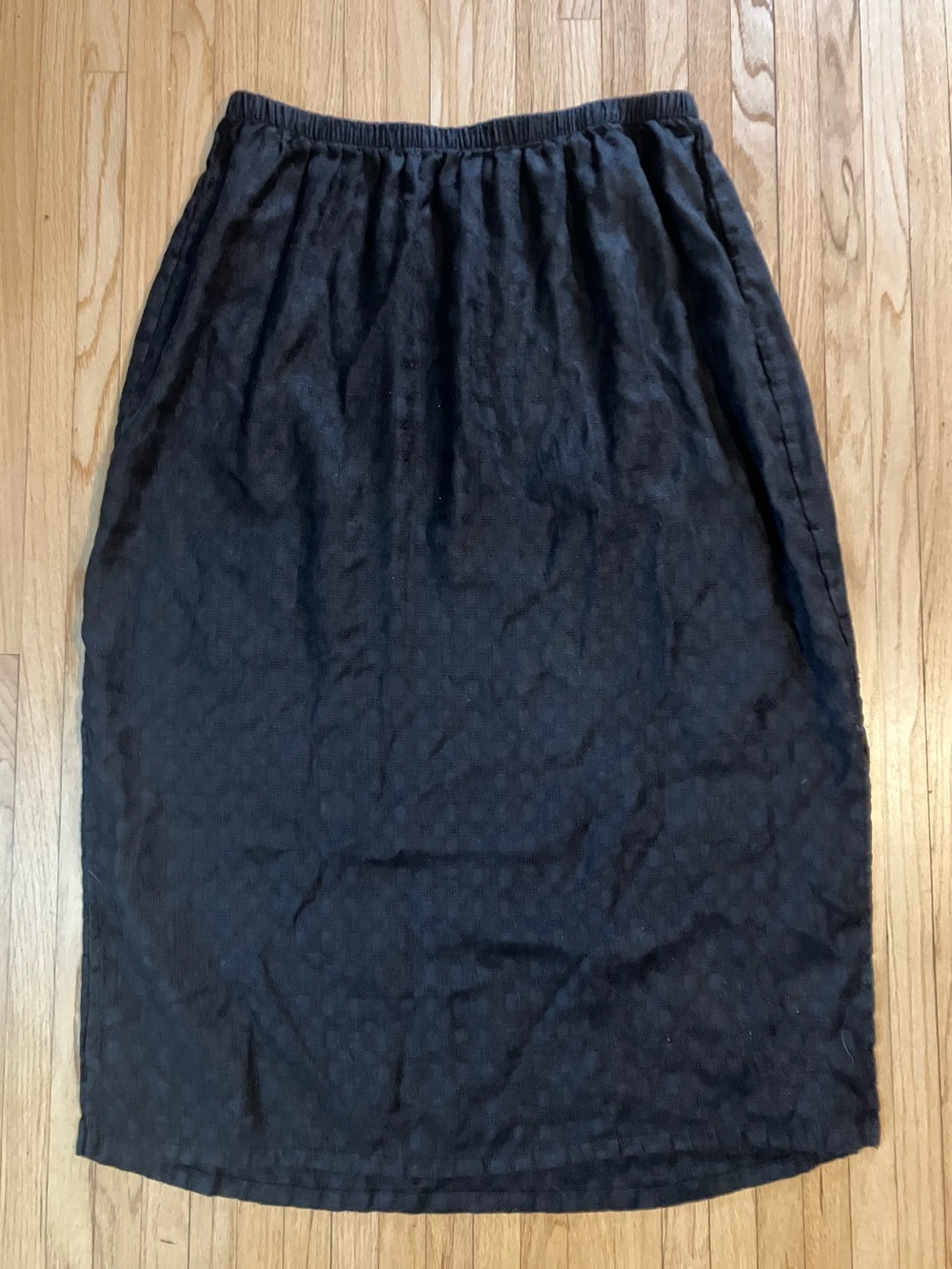 2X Eileen Fisher Black Linen Midi Maxi Skirt with Slits